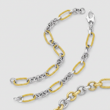 RCJ - 14k Two-Tone Gold Bracelet with Cable Textured Oval and Round Links - 7.5'' - Two-Tone Gold - View 2
