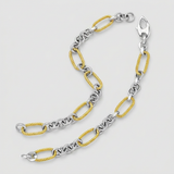 RCJ - 14k Two-Tone Gold Bracelet with Cable Textured Oval and Round Links - 7.5'' - Two-Tone Gold - View 4