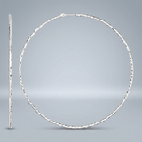 RCJ - Sterling Silver Large Textured Round Hoop Earrings - Sterling Silver - View 2