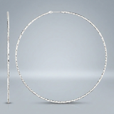 RCJ - Sterling Silver Large Textured Round Hoop Earrings - Sterling Silver - View 3