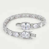 Avera - Oversized Oval Cubic Zirconia Tennis Bracelet - One Size - Silver - View 2