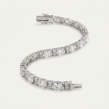 Avera - Oversized Oval Cubic Zirconia Tennis Bracelet - One Size - Silver - View 4