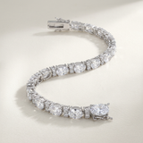 Avera - Oversized Oval Cubic Zirconia Tennis Bracelet - One Size - Silver - View 3