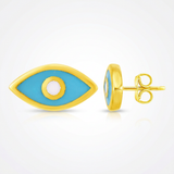 RCJ - 14K Yellow Gold Blue Evil Eye Earrings with Enamel - Yellow Gold - View 4
