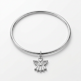Avera - Solitaire Angel Charm Bangle - One Size - Silver - View 2
