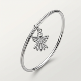 Avera - Solitaire Angel Charm Bangle - One Size - Silver - View 3
