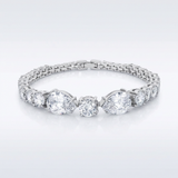 Avera - Elegant Pear and Round Cubic Zirconia Tennis Bracelet - One Size - Silver - View 2
