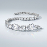 Avera - Elegant Pear and Round Cubic Zirconia Tennis Bracelet - One Size - Silver - View 4