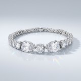 Avera - Elegant Pear and Round Cubic Zirconia Tennis Bracelet - One Size - Silver - View 3