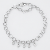 Avera - .55 Ct Stunning 8" Bracelet with CZ Charms - One Size - Silver - View 2