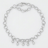 Avera - .55 Ct Stunning 8" Bracelet with CZ Charms - One Size - Silver - View 3