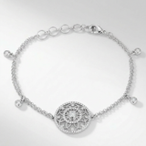 Avera - .5 Ct Bracelet with Interlocking Circles and CZ - One Size - Silver - View 4