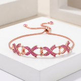 CZ Ribbon Bracelet — One Size / Pink — view 2