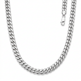 Sterling Silver Rhodium Plated Miami Cuban Chain 6.2mm — 24'' / Sterling Silver — view 1