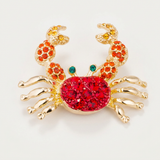 Avera - Crab Brooch With Crystals - One Size - Red - View 2