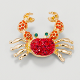 Avera - Crab Brooch With Crystals - One Size - Red - View 3