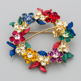 Avera - Multicolor Floral Wreath Brooch With Crystals - One Size - Multi - View 3