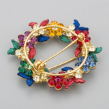 Avera - Multicolor Floral Wreath Brooch With Crystals - One Size - Multi - View 4