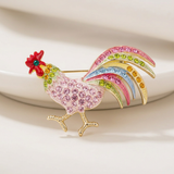 Avera - Multicolor Rooster Brooch With Crystals - One Size - Gold - View 2