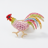Avera - Multicolor Rooster Brooch With Crystals - One Size - Gold - View 4