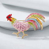 Avera - Multicolor Rooster Brooch With Crystals - One Size - Gold - View 3