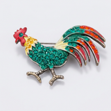 Avera - Antiqued Rooster Brooch With Crystals - One Size - Multi - View 2