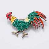Avera - Antiqued Rooster Brooch With Crystals - One Size - Multi - View 3