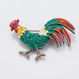 Avera - Antiqued Rooster Brooch With Crystals - One Size - Multi - View 4