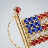 Avera - USA Flag Brooch With Crystals - One Size - Red - View 3