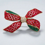 Bow Brooch With Crystals — One Size / Red — view 3