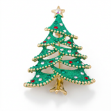 Avera - Christmas Tree Brooch With Crystals - One Size - Green - View 2