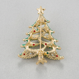 Avera - Christmas Tree Brooch With Crystals - One Size - Green - View 4