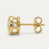 Bezel Stud Earrings — One Size / Gold — view 2