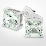 Princess Cut Stud Earrings — One Size / Silver — view 1