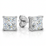 Princess Cut Stud Earrings — One Size / Silver — view 2