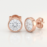 Bezel Solitaire Stud Earrings — One Size / Pink — view 2