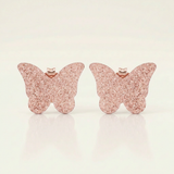 Jess Glittery Butterfly Stud Earrings — One Size / Pink — view 1