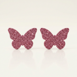 Avera - Jess Glittery Butterfly Stud Earrings - One Size - Pink - View 2