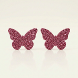 Avera - Jess Glittery Butterfly Stud Earrings - One Size - Pink - View 3