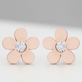 Avera - Daisy 0.3ct CZ Stainless Steel Flower Stud Earrings - One Size - Pink - View 3