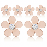 Avera - Daisy 0.3ct CZ Stainless Steel Flower Stud Earrings - One Size - Pink - View 4