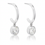 Avera - Avera 7mm Cz Plated Drop Hooplet Earrings in Silver - Silver - View 2