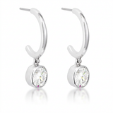 Avera - Avera 7mm Cz Plated Drop Hooplet Earrings in Silver - Silver - View 3
