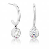Avera - Avera 7mm Cz Plated Drop Hooplet Earrings in Silver - Silver - View 4
