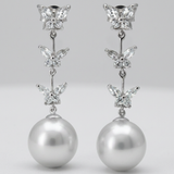 Avera - Avera Butterfly Pearl Dangle Earrings in Sterling Silver - One Size - Silver - View 3
