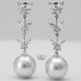 Avera - Avera Butterfly Pearl Dangle Earrings in Sterling Silver - One Size - Silver - View 4