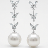 Avera - Avera Butterfly Pearl Dangle Earrings in Sterling Silver - One Size - Silver - View 2