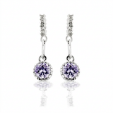 Cubic Zirconia Dangle Earrings — One Size / Silver — view 1