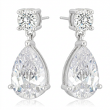 Avera - Avera Elegant Cubic Zirconia Drop Earrings in Silver - One Size - Silver - View 2