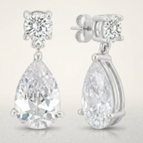 Avera - Avera Elegant Cubic Zirconia Drop Earrings in Silver - One Size - Silver - View 3